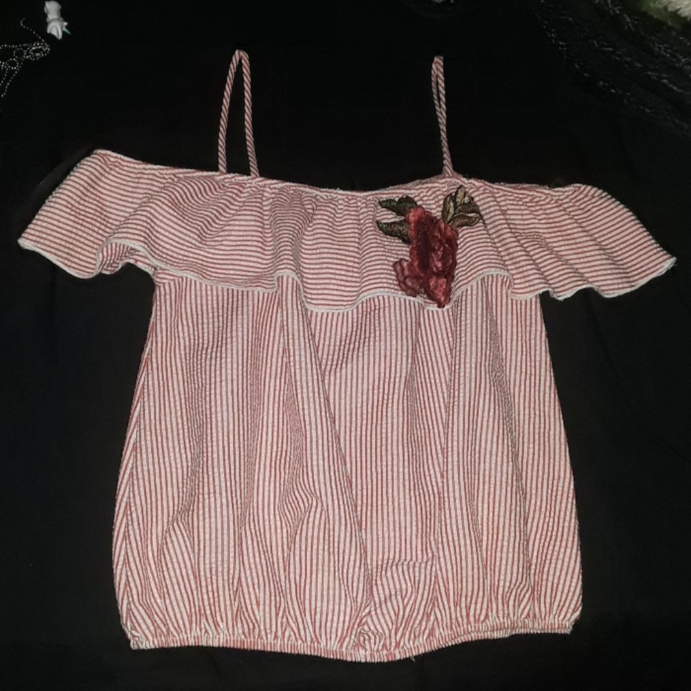 Red & White Striped Tube Top
